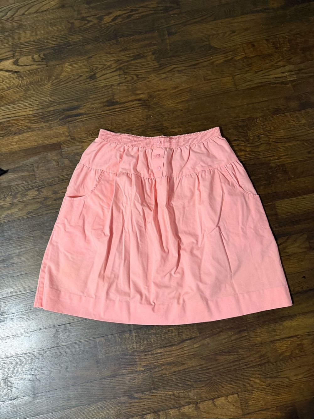 Vintage Women's Coral Pink Casual Elastic Waist Skirt